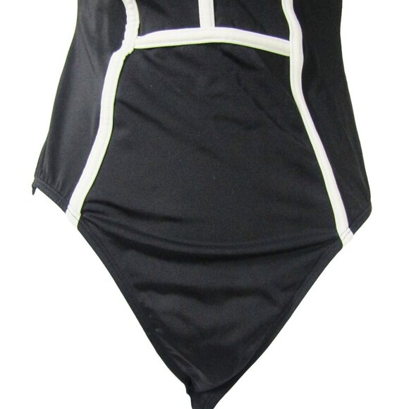 VINTAGE Retro 6 Pinup 80s Shape FX Black white Swim Suit Minimalist One Piece - Picture 3 of 12